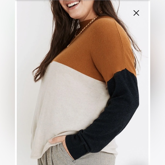 Madewell Colorblock Ashbury Mock Neck Sweater - Picture 8 of 10